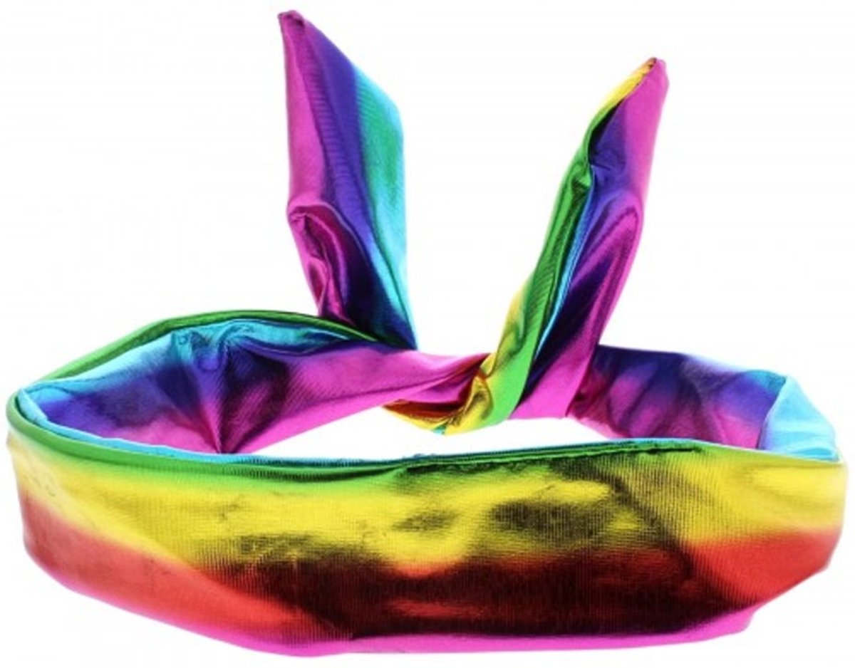 Metallic regenboog haarband multicolours - One size - Zacs Alter Ego